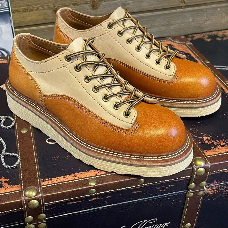 Casual Retro Old Handmade Men's Big Head Leather Shoes