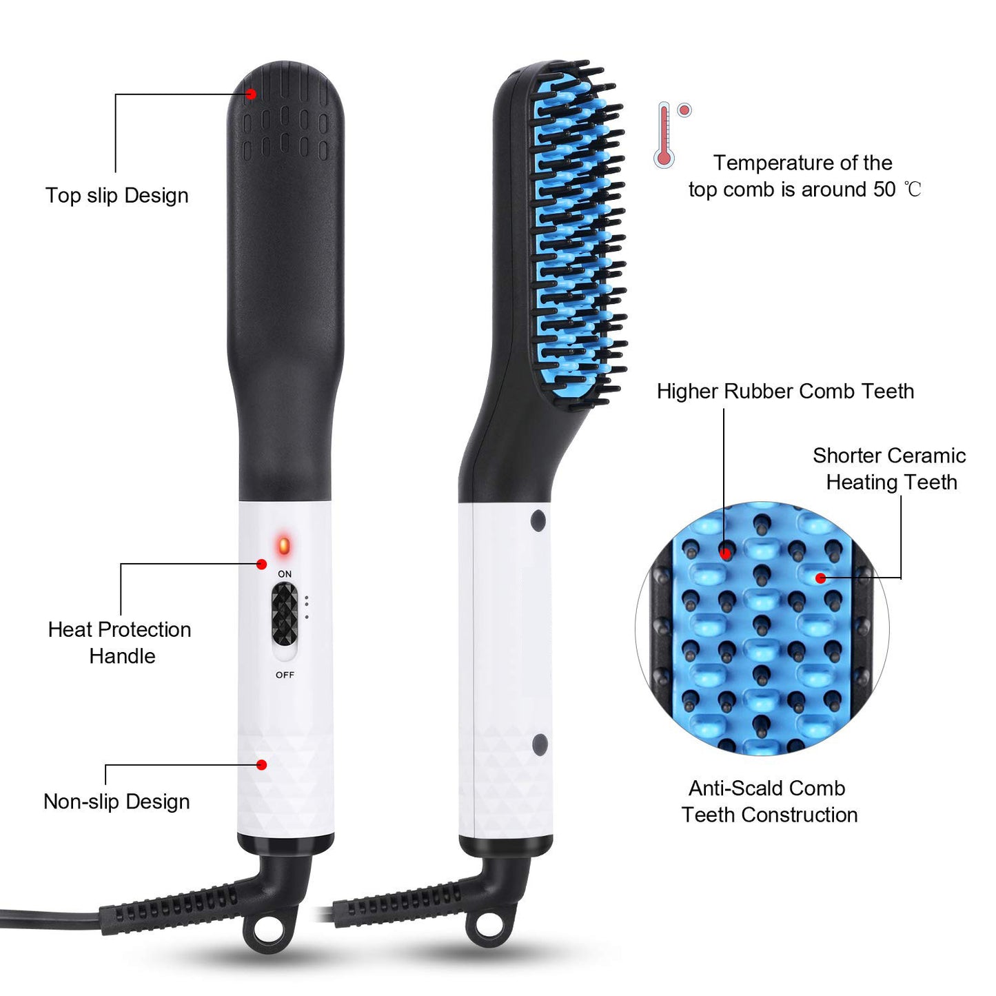 Multifunctional Hair Straightener Hair Comb Brush Men Beard Straightener Straightening