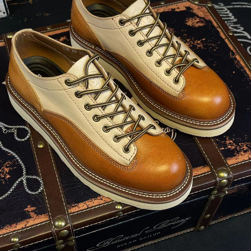 Casual Retro Old Handmade Men's Big Head Leather Shoes