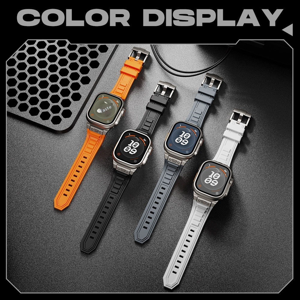 Cross Nail High Elastic Silicone Strap Iwatch1-9 Metal Folding Buckle