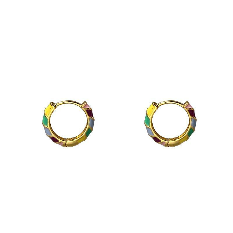 Ins Special-interest Design Small Diameter Dripping Color Ear Ring Simple