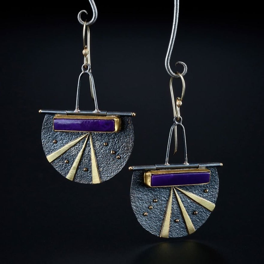 Europe And America Creative Lock-shaped Purple Opal Earrings